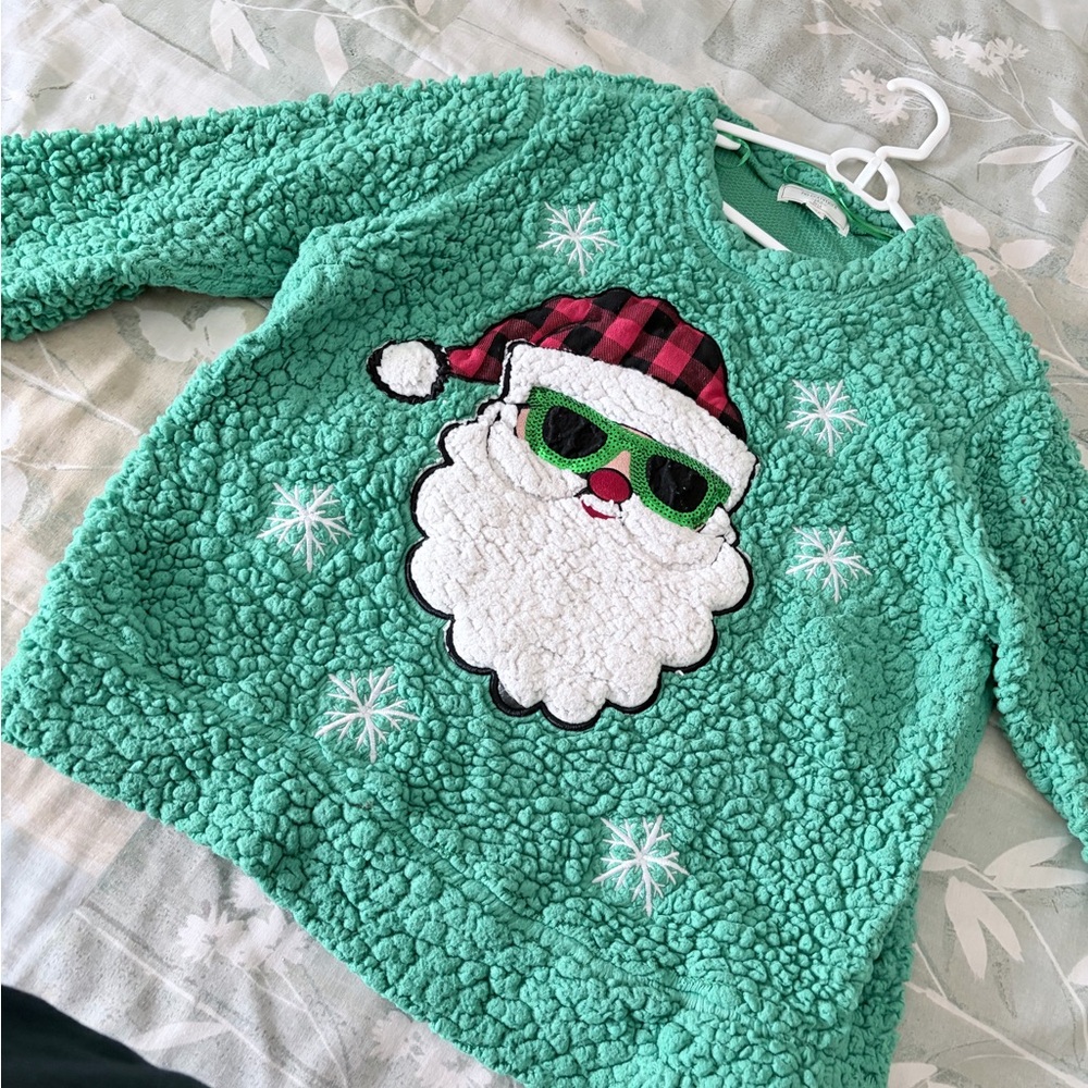 Festive Green Santa Sweater